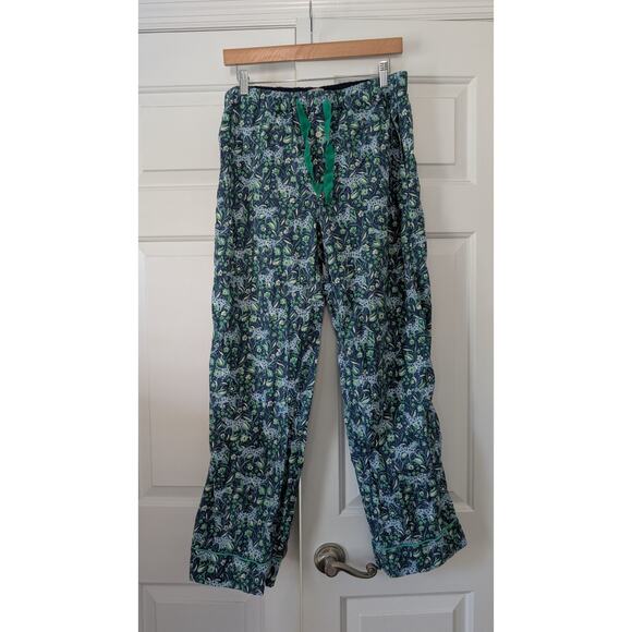 J. Crew Cotton Poplin Pajamas Fauna Floral Blue Leopard - Picture 9 of 13